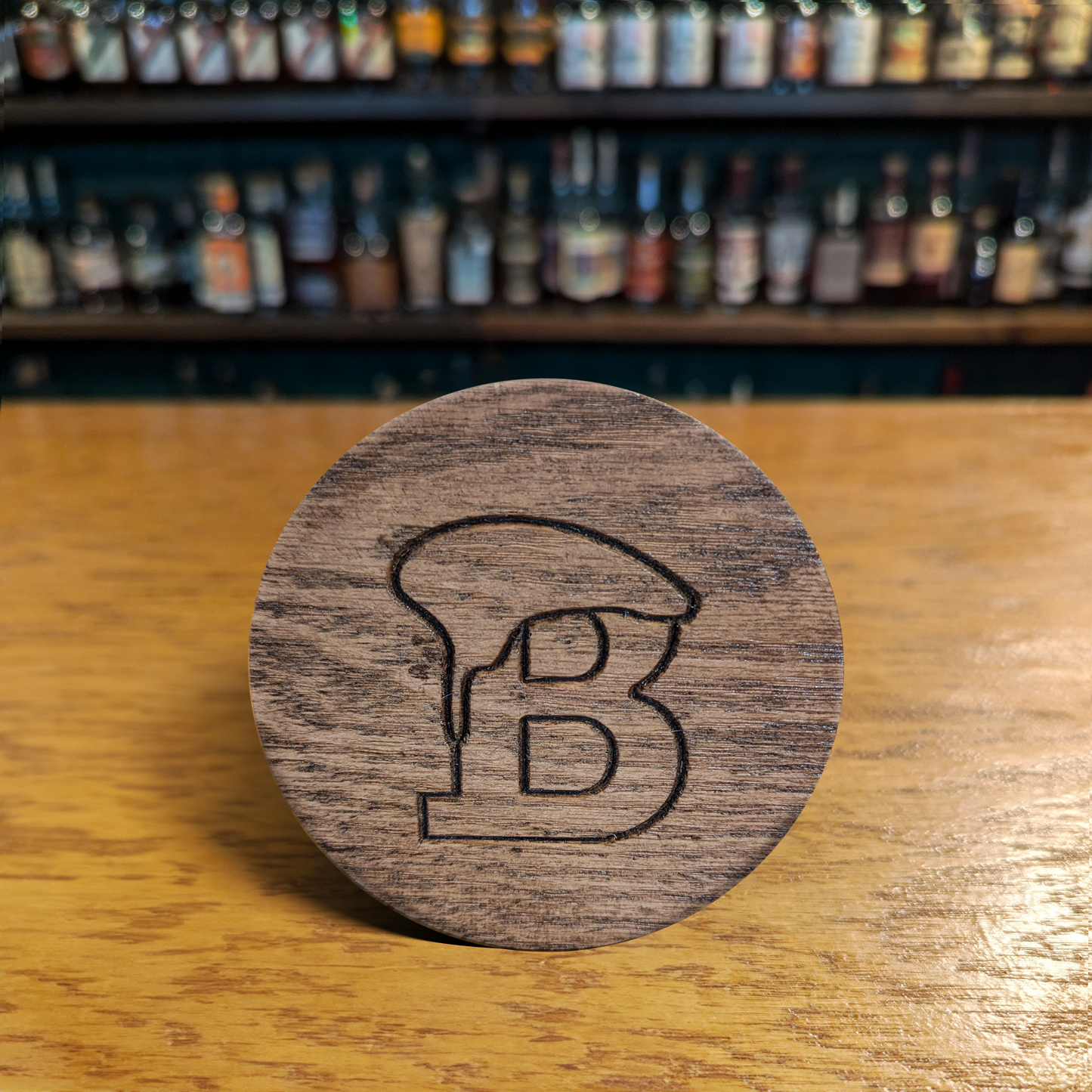 "B" Hand Made Wooden Coaster