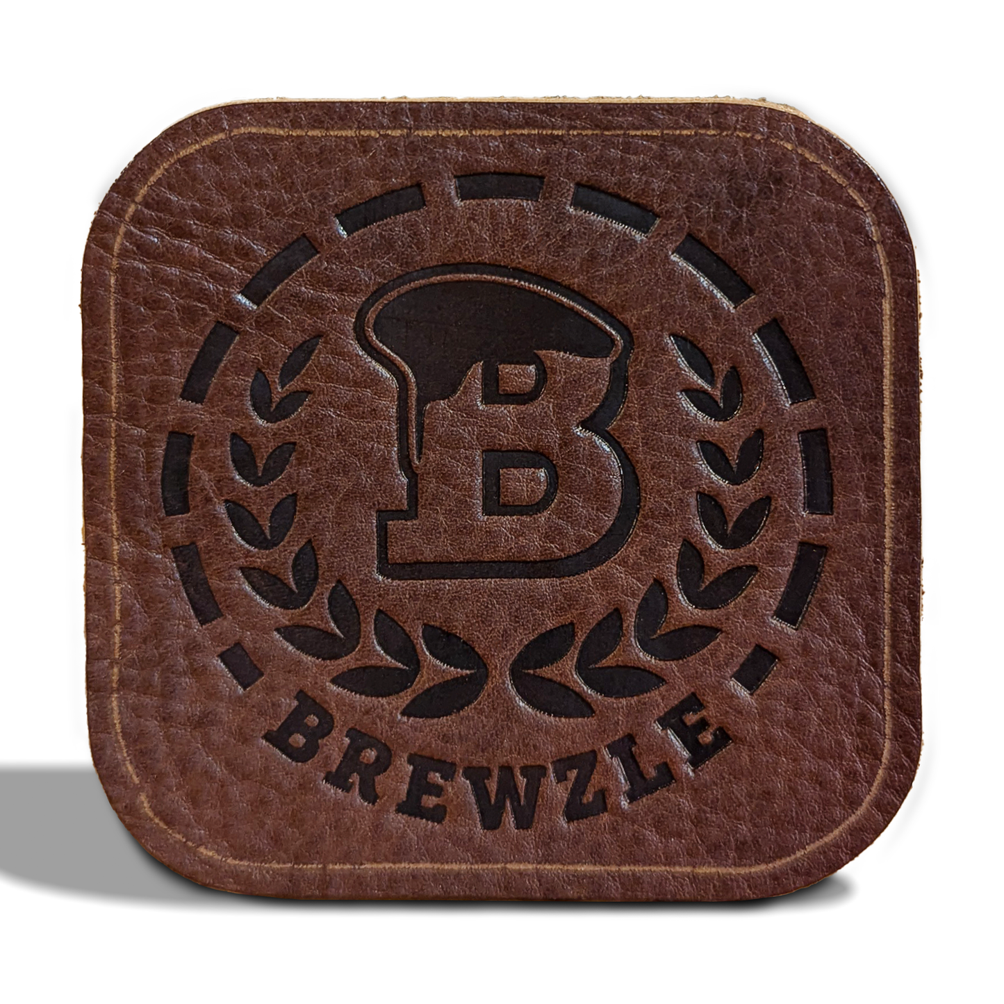 Brewzle Handmade Leather Coaster (Dark Brown)