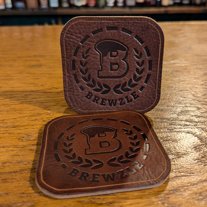 Brewzle Handmade Leather Coaster (Dark Brown)