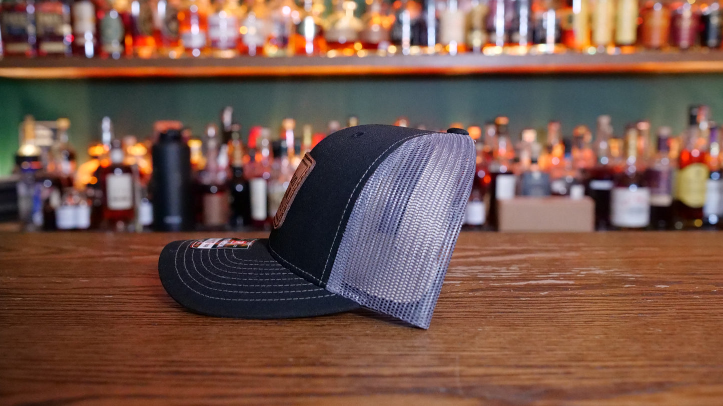 Bourbon Hunter Leather Patch Trucker Hat - Charcoal/Black